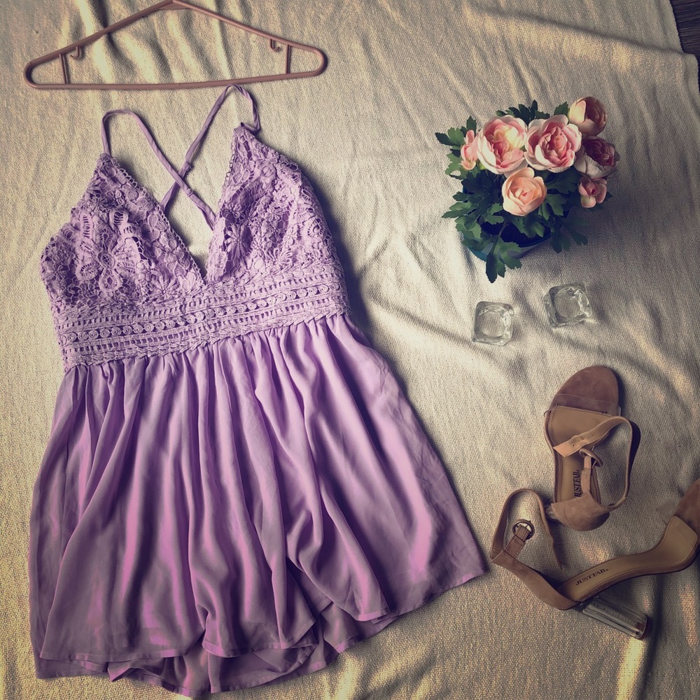 Fashion Nova Lavender Lace Romper